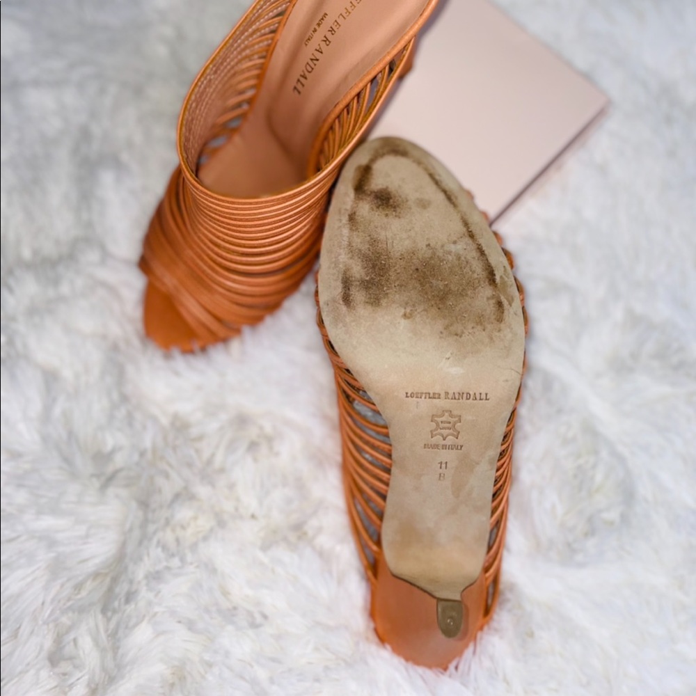 Loeffler Randall Strappy Peep Toe Heels in Peach/Orange Size 11 - Picture 5 of 6